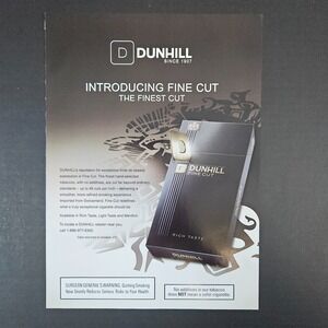2009 Dunhill Fine Cut Rich Taste Cigarettes Print Ad No Additives Switzerland